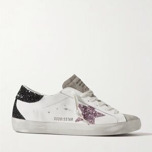 Golden Goose GGDB Super-Star Low Top Sneakers with Glitter Heel - 38